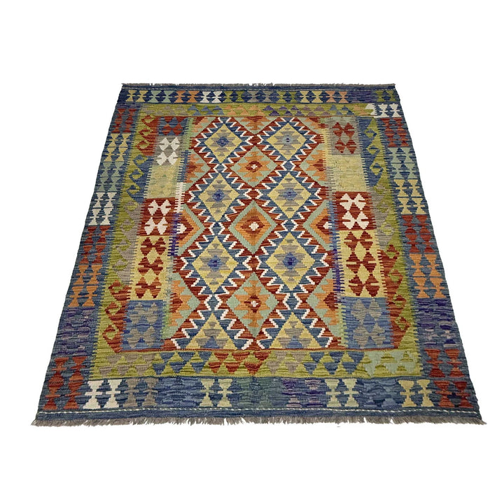 Afghan Kilim Rug 5' 0" x 6' 5" Flat-Weave | No. AL43328