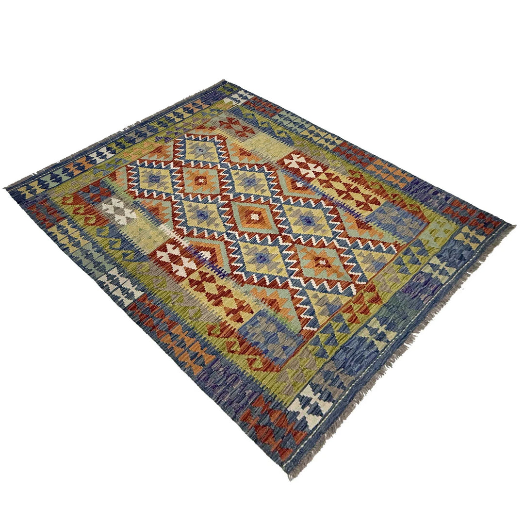 Afghan Kilim Rug 5' 0" x 6' 5" Flat-Weave | No. AL43328