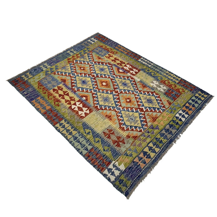 Afghan Kilim Rug 5' 0" x 6' 5" Flat-Weave | No. AL43328