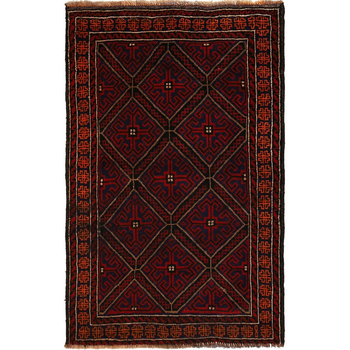 Afghan Baluchi Rug 2' 11" x 4' 2" Hand-Knotted | No. AL43377