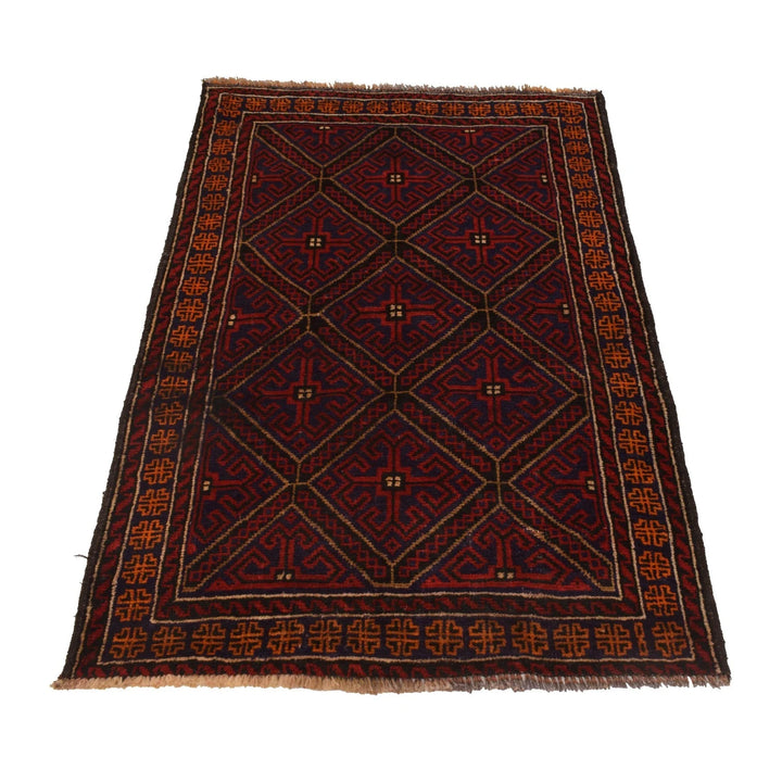 Afghan Baluchi Rug 2' 11" x 4' 2" Hand-Knotted | No. AL43377