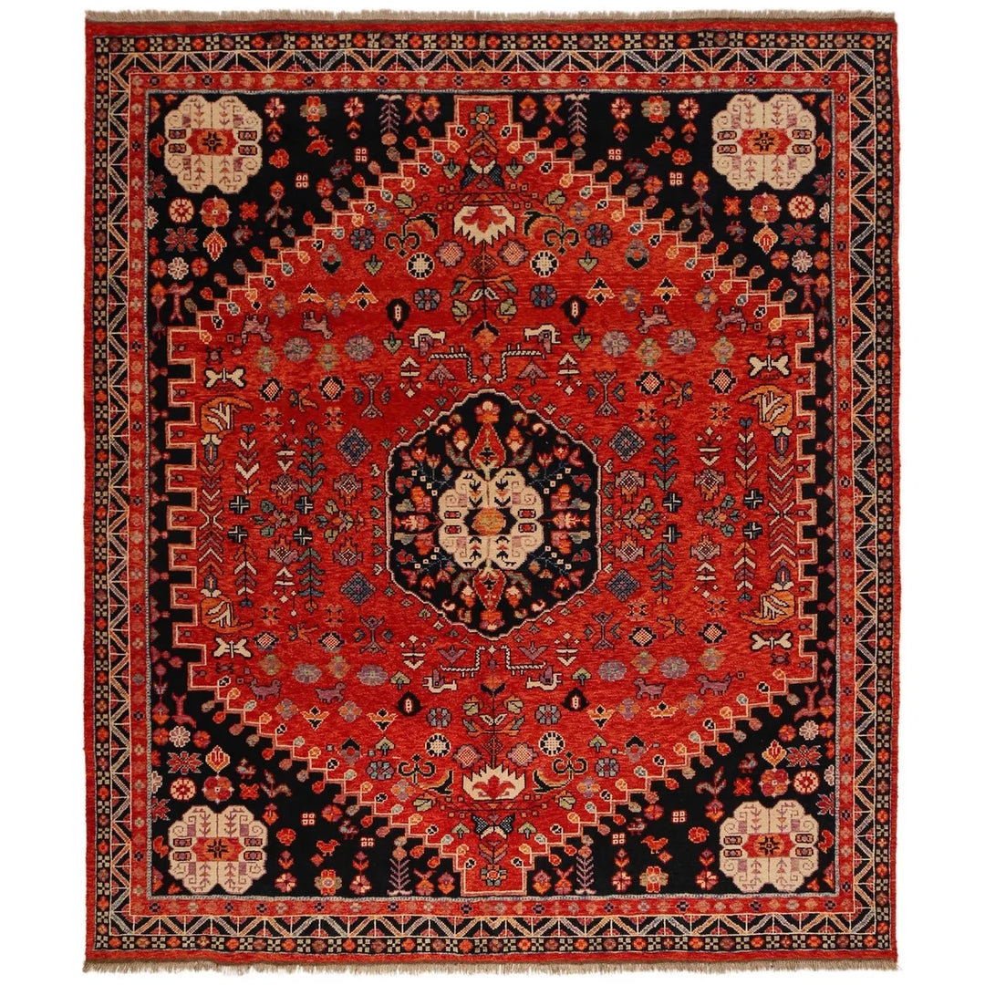 Red Afghan Shiraz Rug 8' 4" x 9' 8" Hand-Knotted | No. AL43409