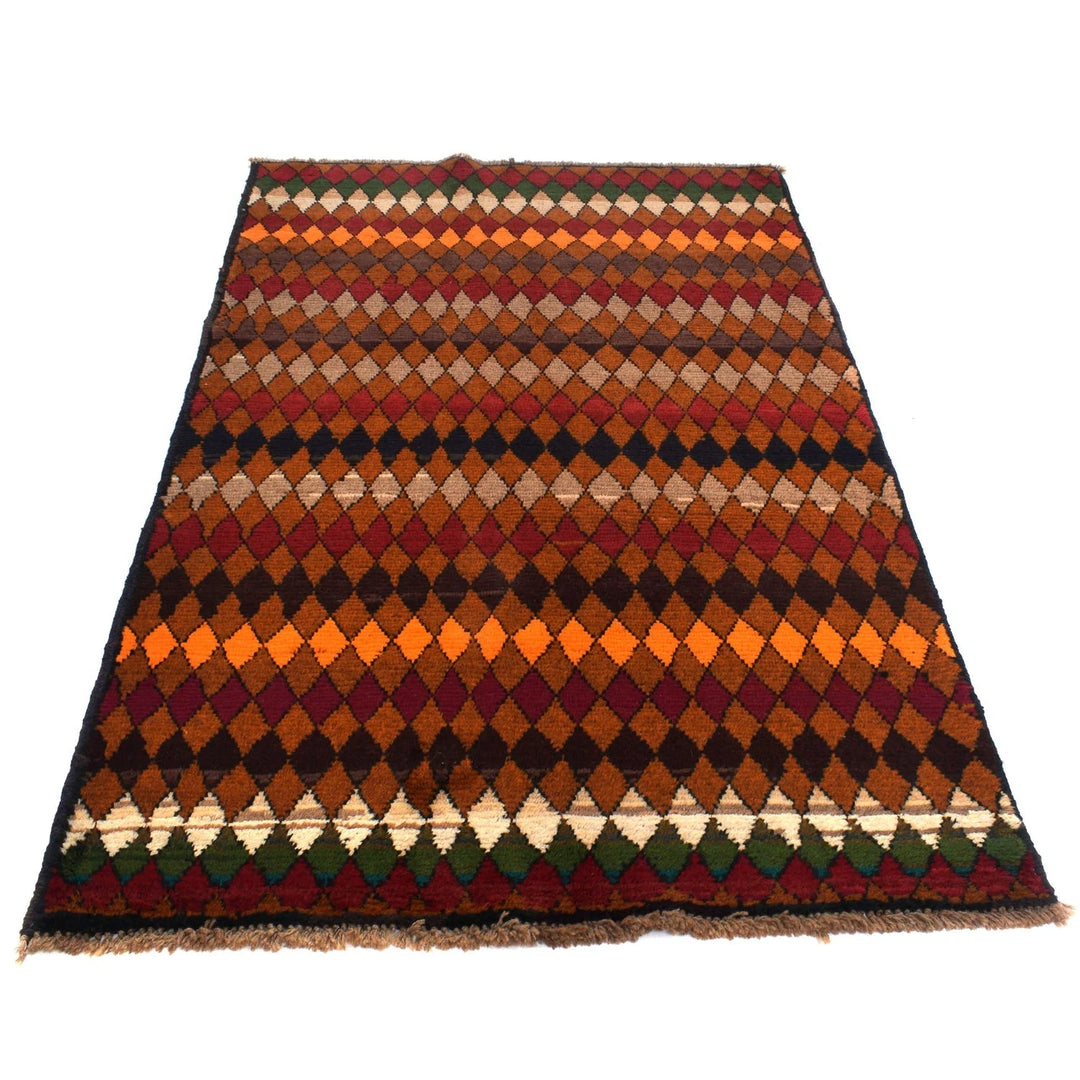 Afghan Baluchi Rug 3' 8" x 6' 1" Hand-Knotted | No. AL43550