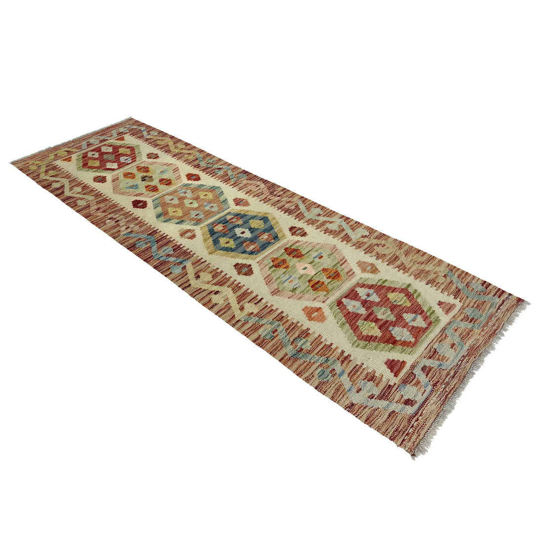 Afghan Vegetable Kilim Rug 1' 11" x 5' 8" Flat-Weave | No. AL435658