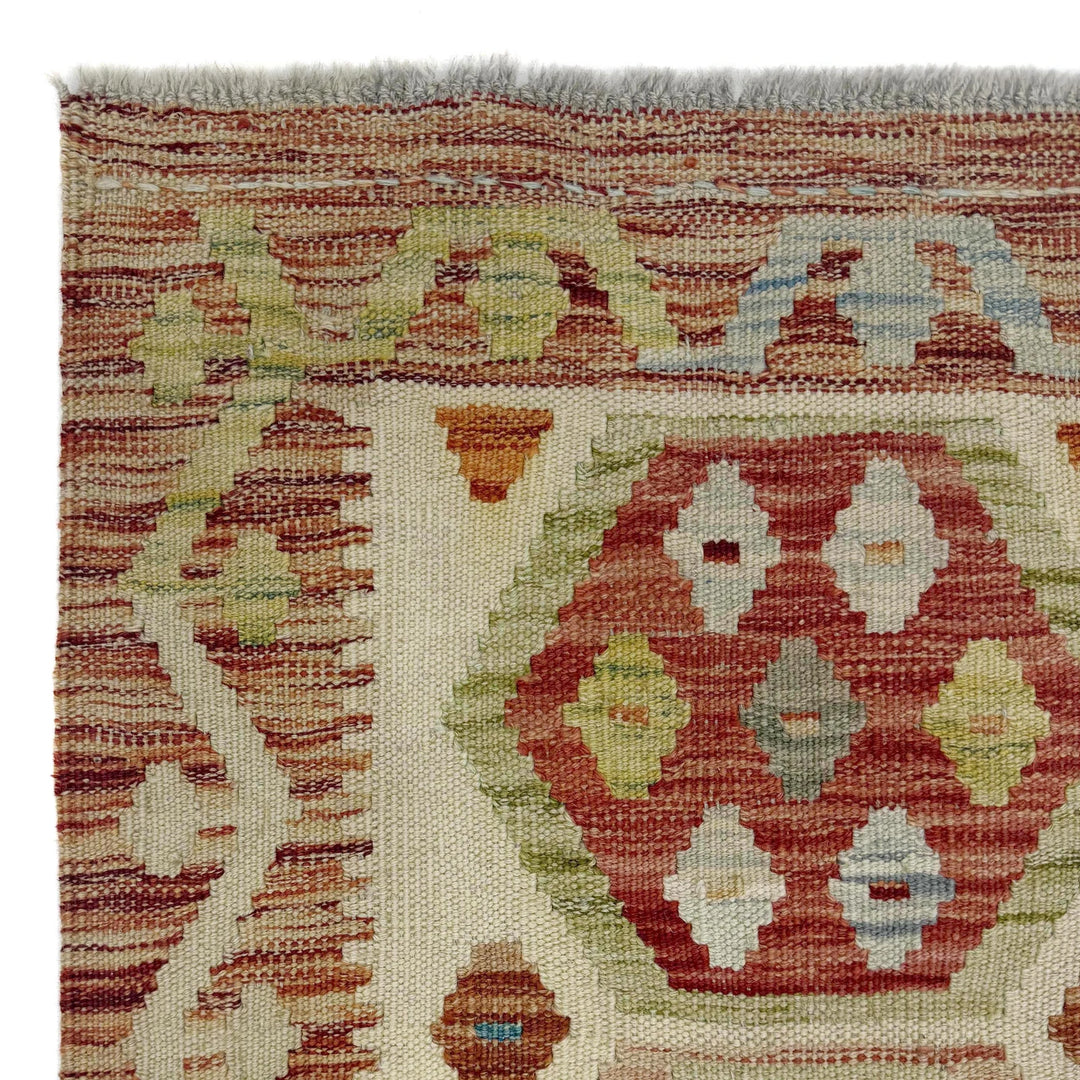 Afghan Vegetable Kilim Rug 1' 11" x 5' 8" Flat-Weave | No. AL435658
