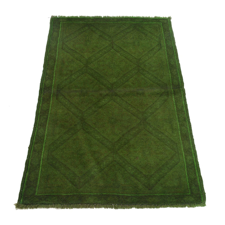 Green Pakistani Overdye Rug 3' 0" x 4' 6" Hand-Knotted | No. AL43586