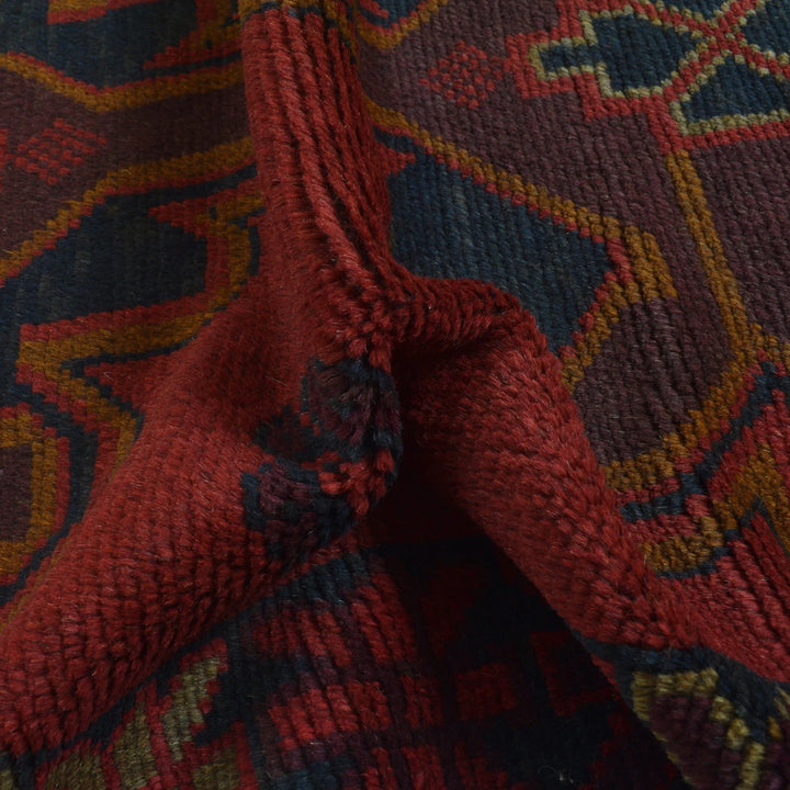 Red Afghan Baluchi Rug 2' 8" x 4' 7" Hand-Knotted | No. AL43668