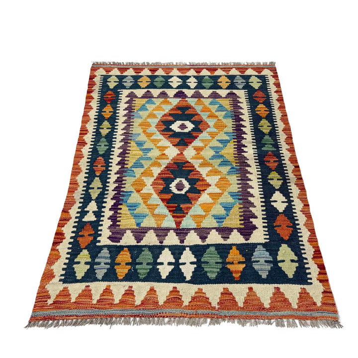 Afghan Vegetable Kilim Rug 2' 7" x 4' 0" Flat-Weave | No. AL436749