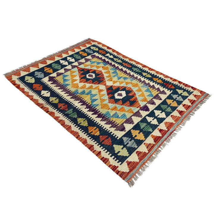 Afghan Vegetable Kilim Rug 2' 7" x 4' 0" Flat-Weave | No. AL436749
