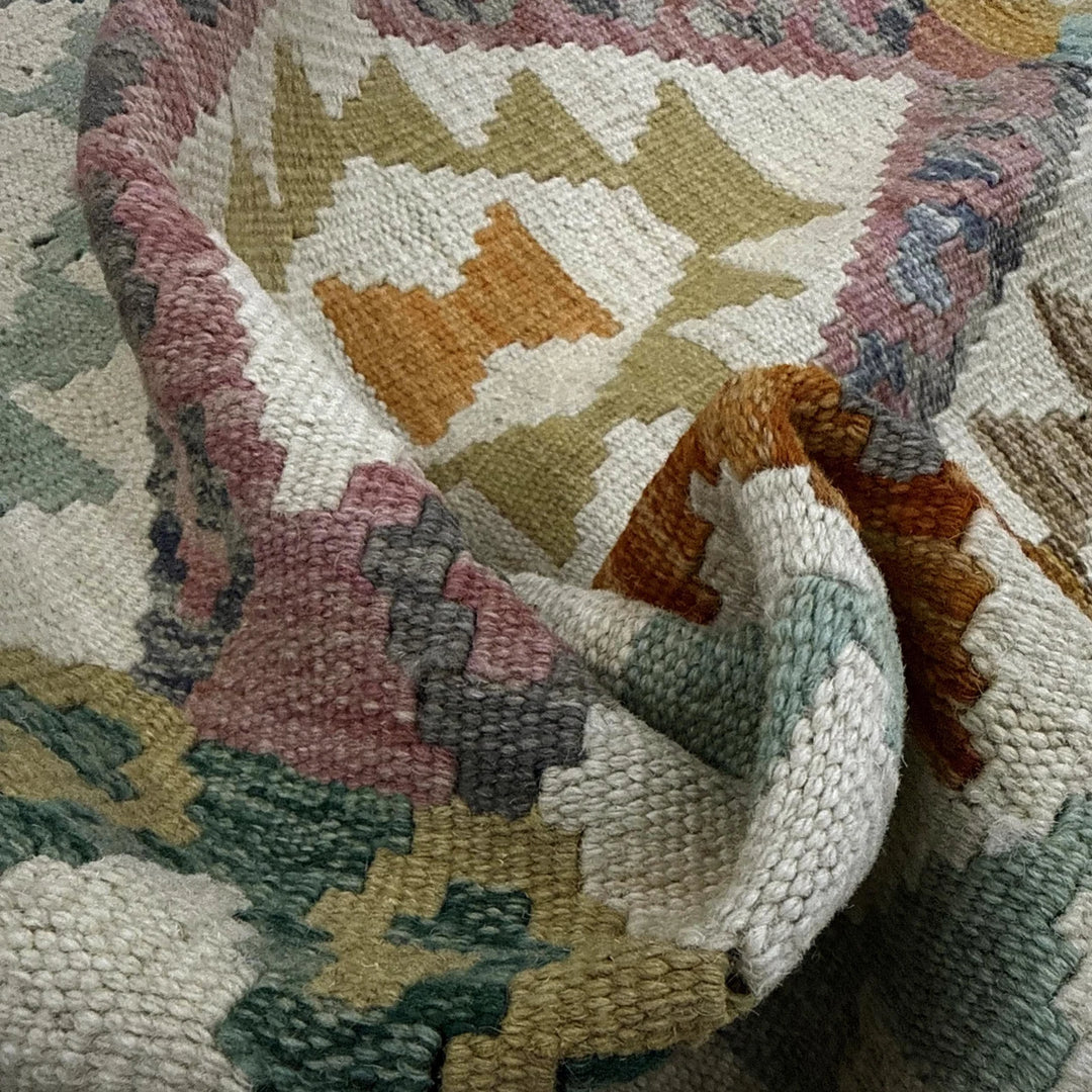 Afghan Vegetable Kilim Rug 2' 8" x 9' 10" Flat-Weave | No. AL437149