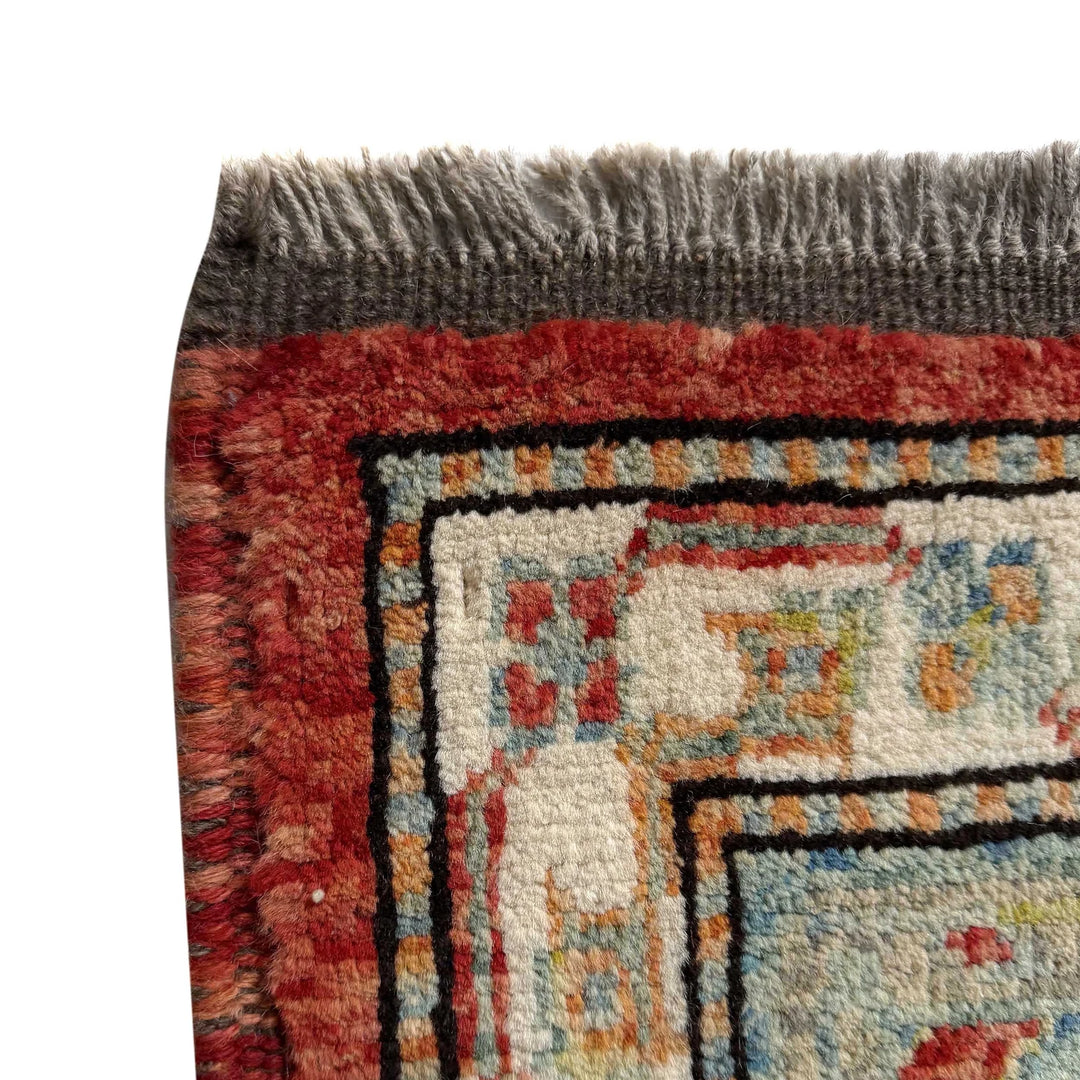 Red Afghan Heriz Rug 6' 9" x 9' 7" Hand-Knotted | No. AL43726