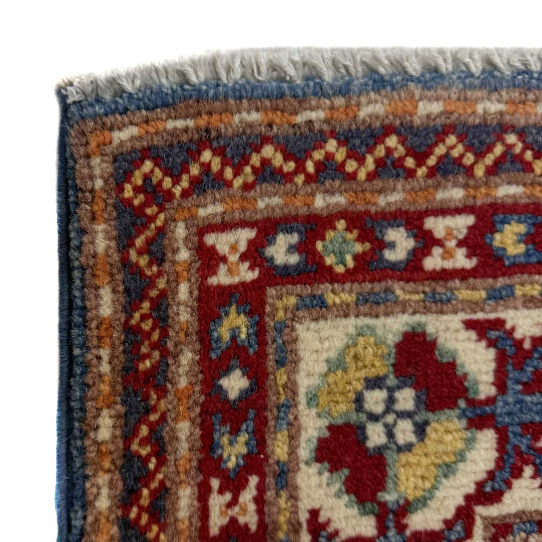Blue Afghan Kazak Rug 2'6" x 3'11" Hand-Knotted | No. AL43727