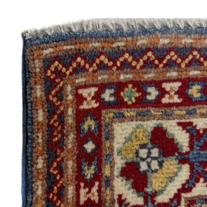 Blue Afghan Kazak Rug 2'6" x 3'11" Hand-Knotted | No. AL43727