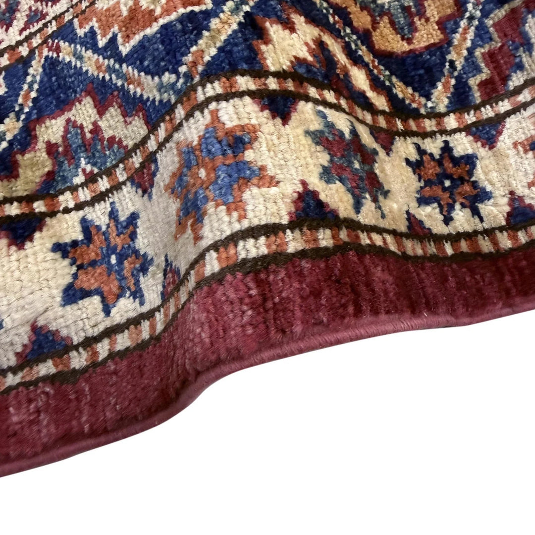 Red Afghan Kazak Rug 6'9" x 10'0" Hand-Knotted | No. AL43775