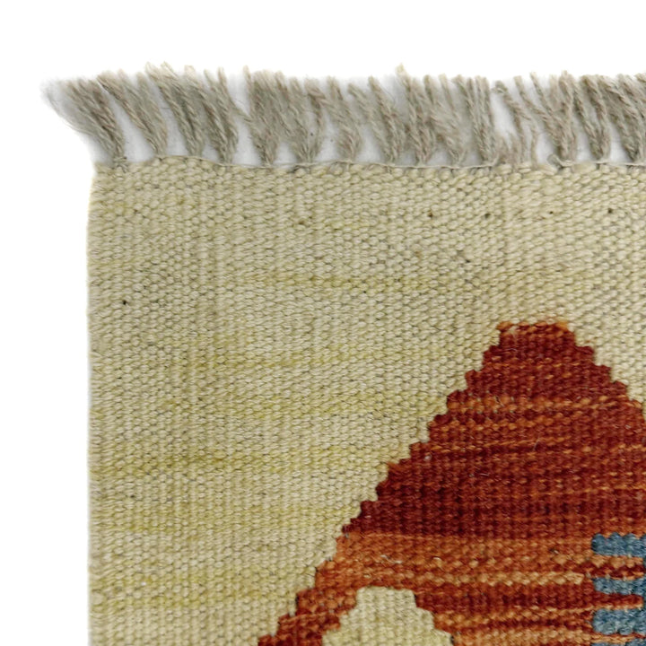 Afghan Vegetable Kilim Rug 3' 5" x 5' 1" Flat-Weave | No. AL437851