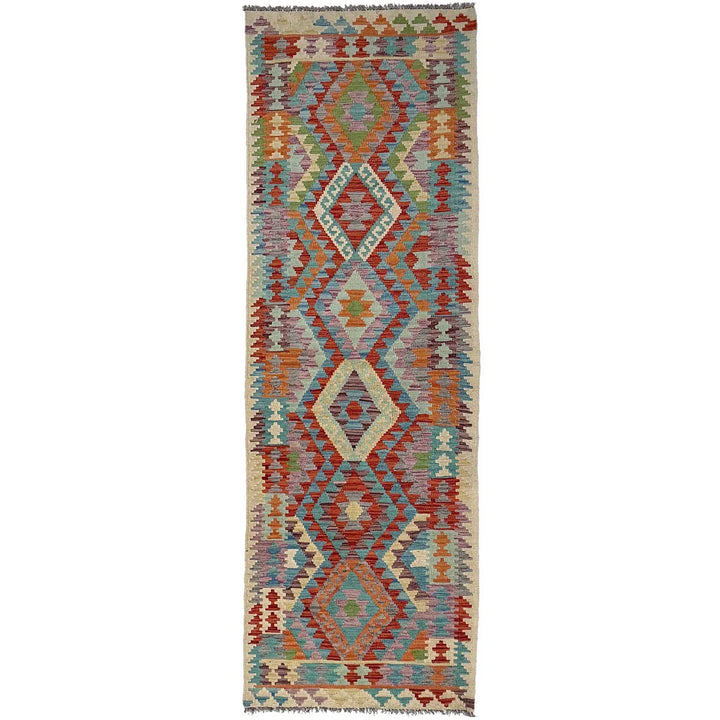 Afghan Vegetable Kilim Rug 2' 7" x 9' 9" Flat-Weave | No. AL43813