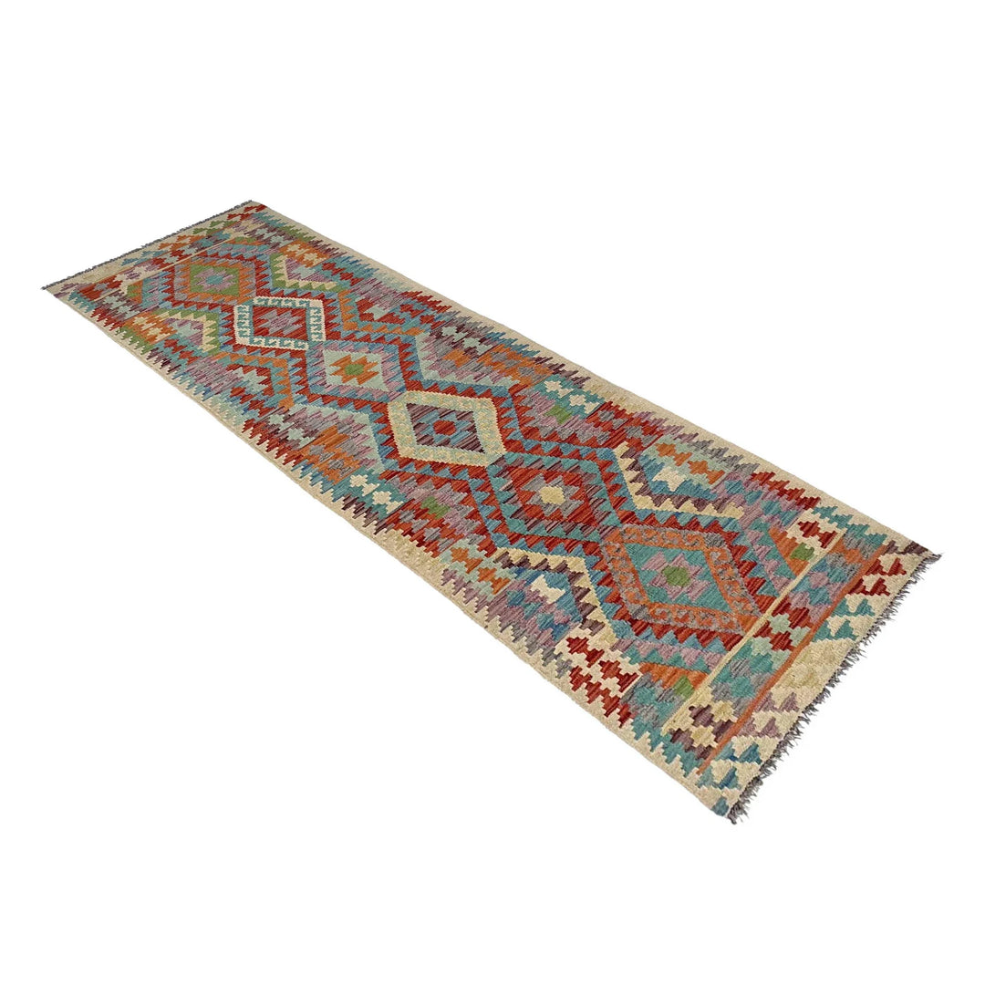 Afghan Vegetable Kilim Rug 2' 7" x 9' 9" Flat-Weave | No. AL43813