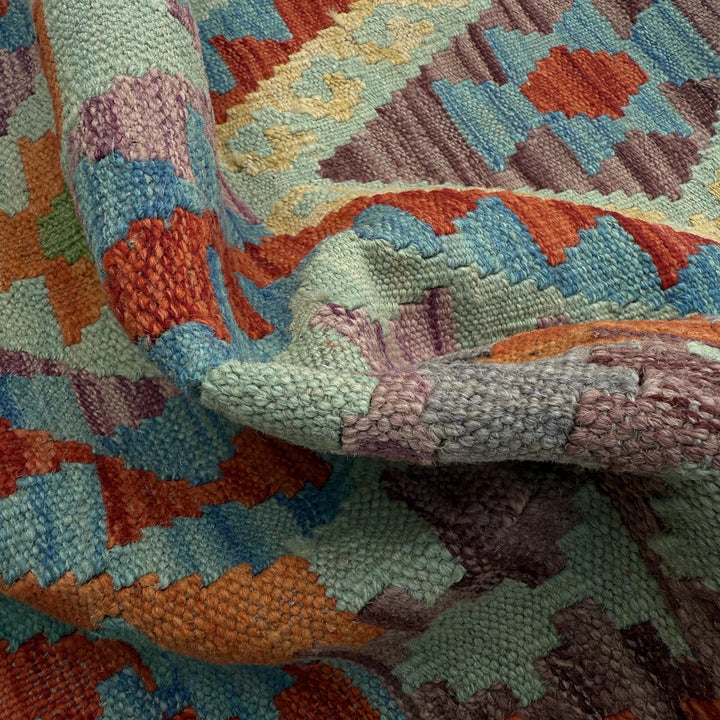 Afghan Vegetable Kilim Rug 2' 7" x 9' 9" Flat-Weave | No. AL43813