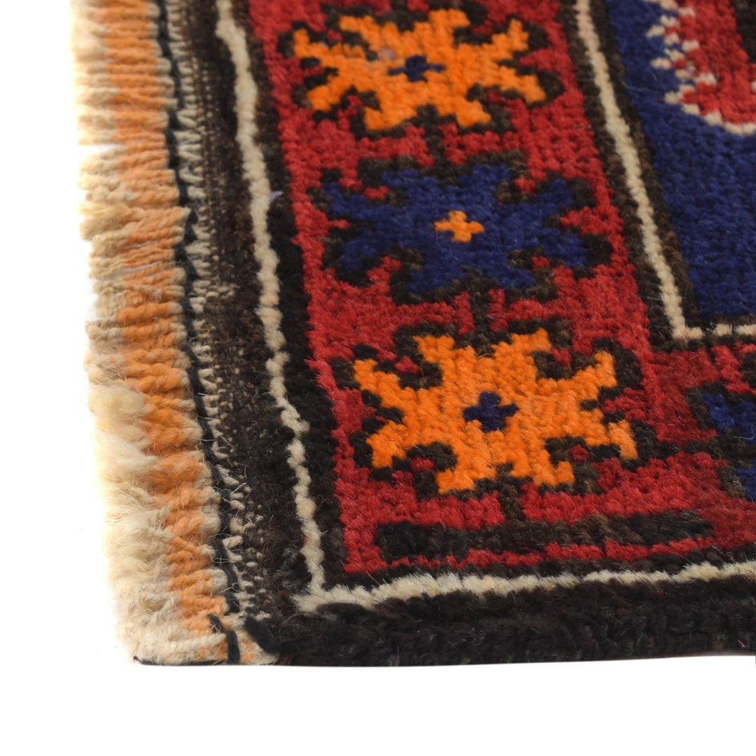Navy Afghan Baluchi Rug 3' 3" x 4' 9" Hand-Knotted | No. AL43830
