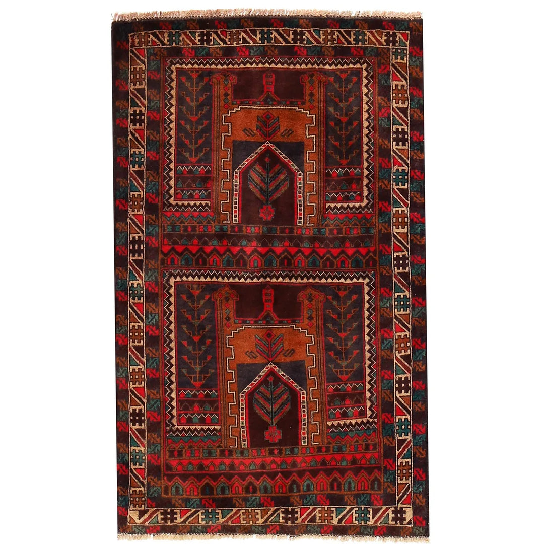 Afghan Prayer Rug 2' 10" x 4' 7" Hand-Knotted | No. AL43901