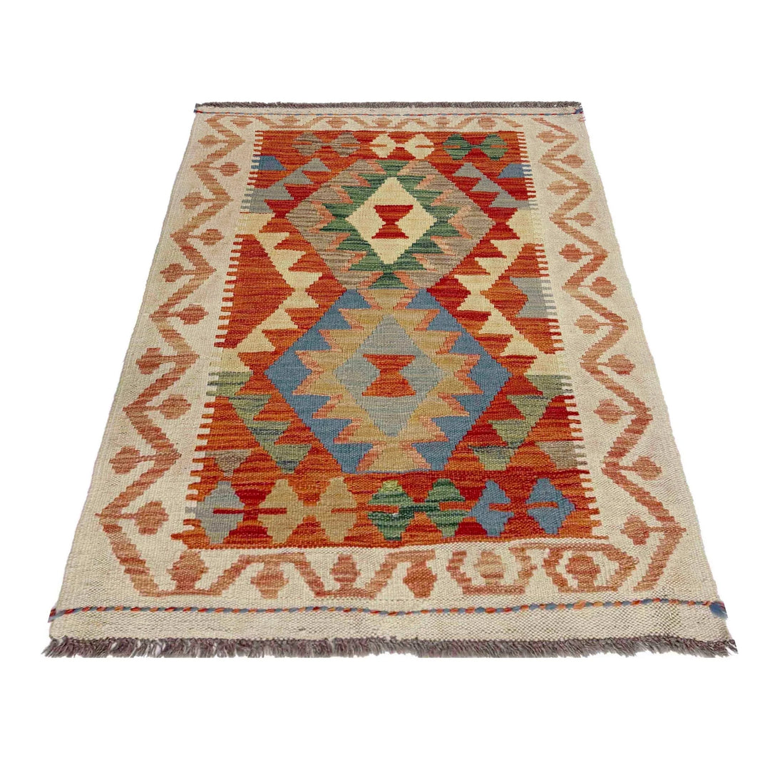 Afghan Vegetable Kilim Rug 2' 9" x 4' 0" Flat-Weave | No. AL439204