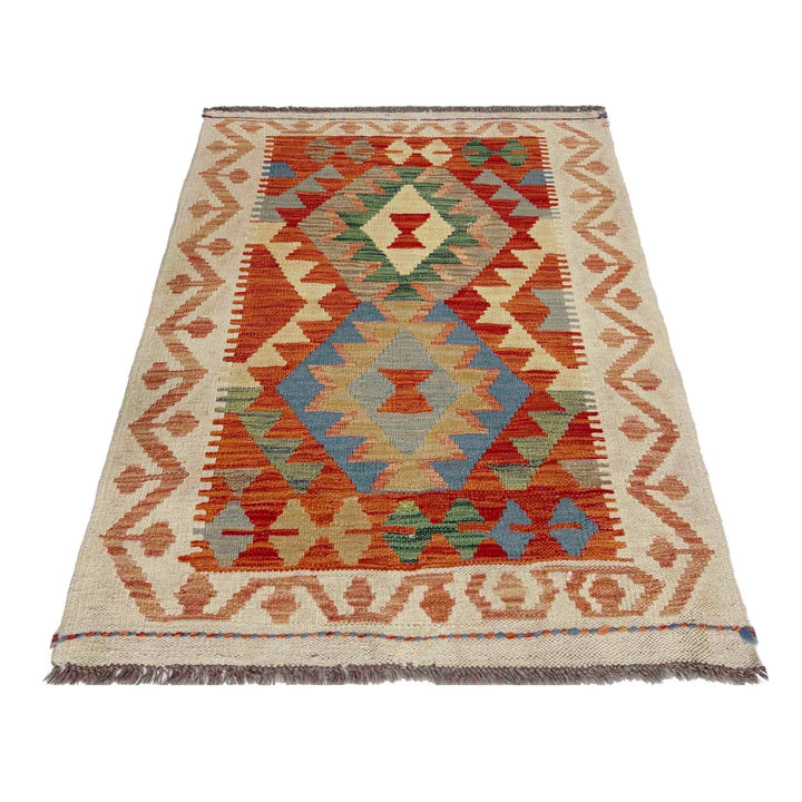 Afghan Vegetable Kilim Rug 2' 9" x 4' 0" Flat-Weave | No. AL439204