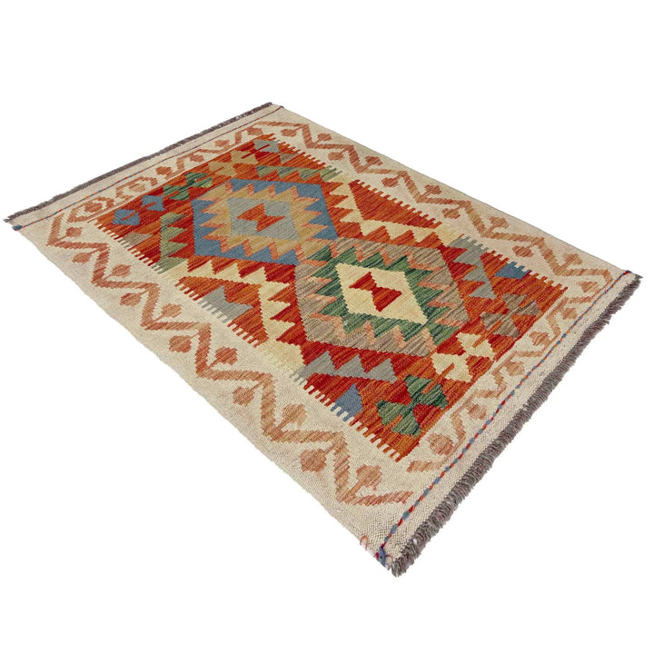 Afghan Vegetable Kilim Rug 2' 9" x 4' 0" Flat-Weave | No. AL439204