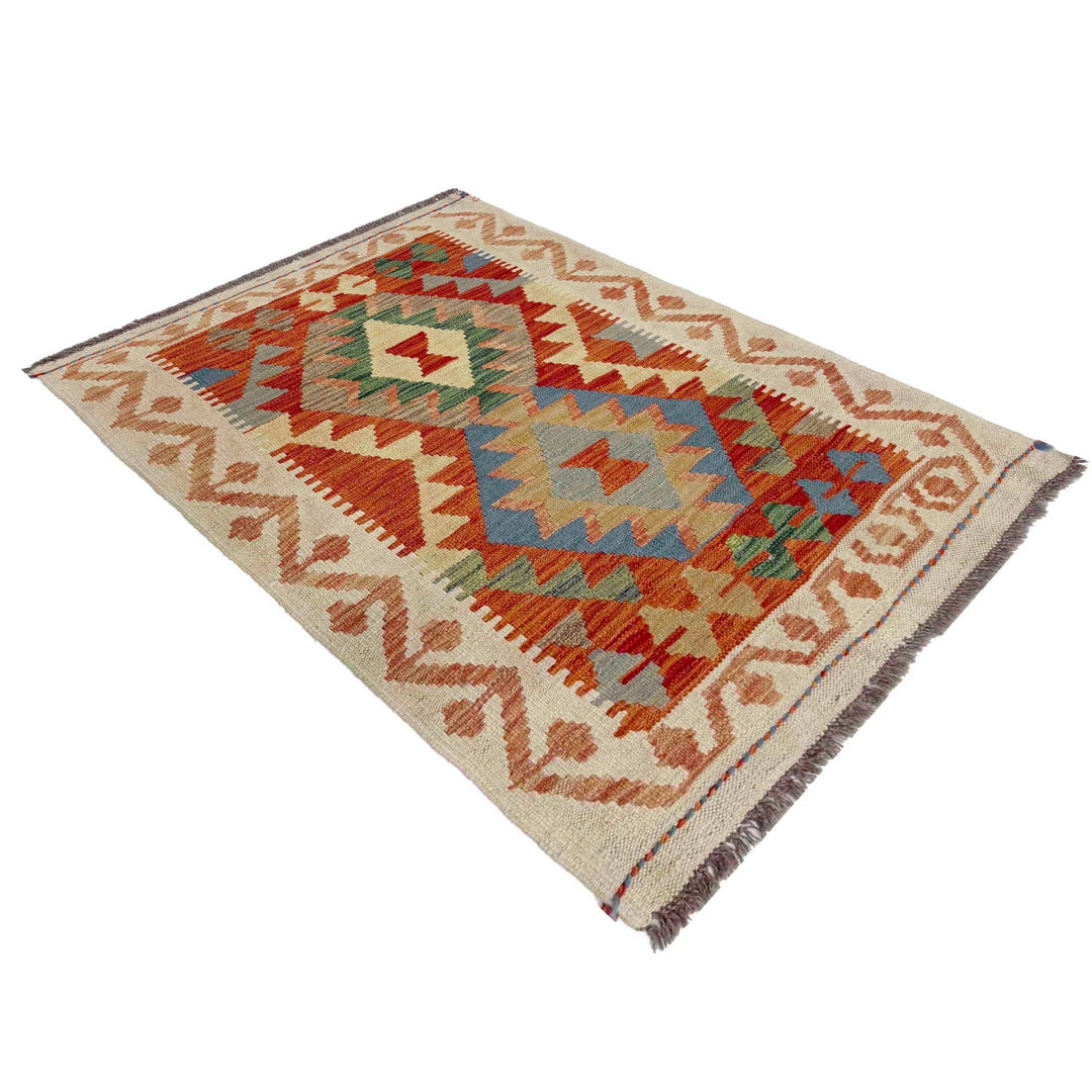 Afghan Vegetable Kilim Rug 2' 9" x 4' 0" Flat-Weave | No. AL439204