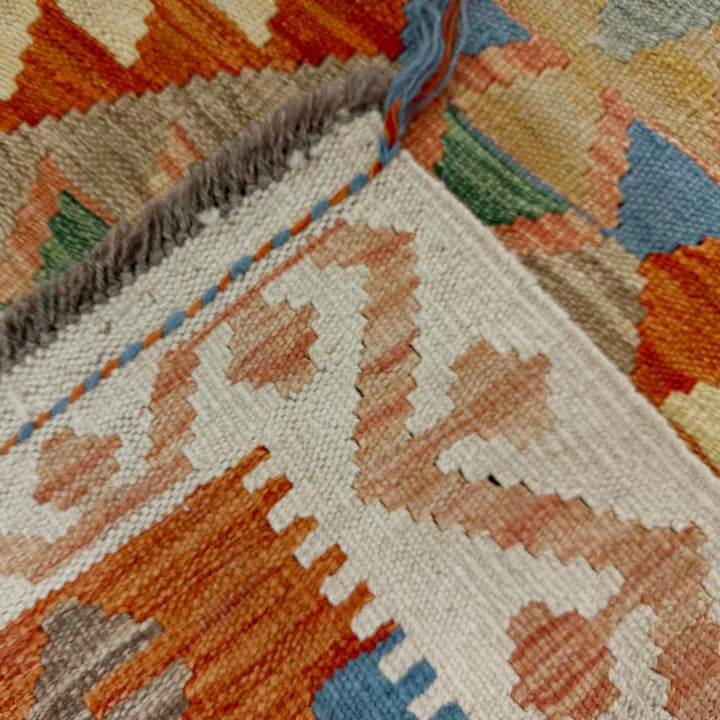 Afghan Vegetable Kilim Rug 2' 9" x 4' 0" Flat-Weave | No. AL439204