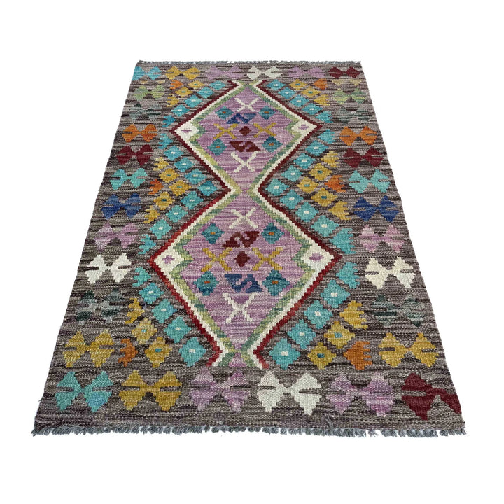Afghan Vegetable Kilim Rug 2' 6" x 4' 1" Flat-Weave | No. AL43974