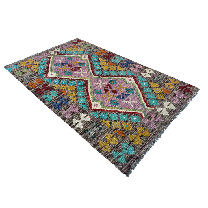 Afghan Vegetable Kilim Rug 2' 6" x 4' 1" Flat-Weave | No. AL43974