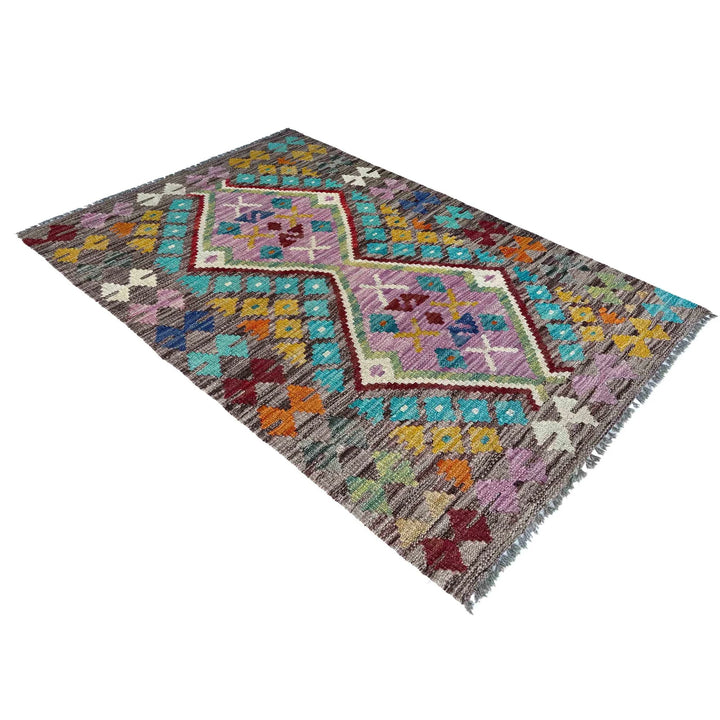 Afghan Vegetable Kilim Rug 2' 6" x 4' 1" Flat-Weave | No. AL43974