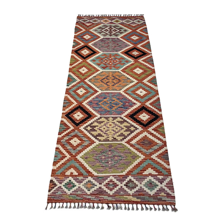Afghan Vegetable Kilim Rug 2' 10" x 8' 1" Flat-Weave | No. AL43985
