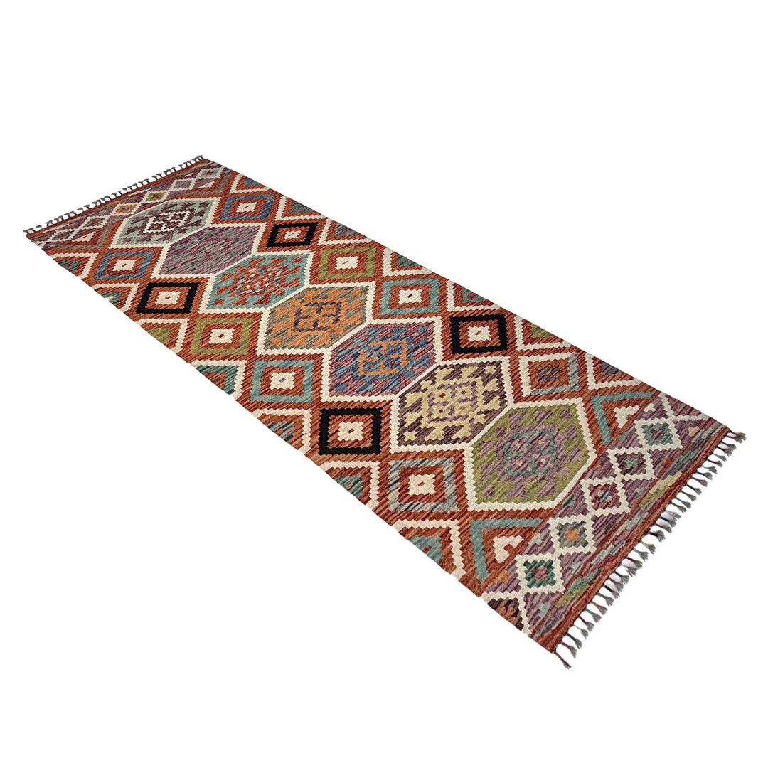 Afghan Vegetable Kilim Rug 2' 10" x 8' 1" Flat-Weave | No. AL43985