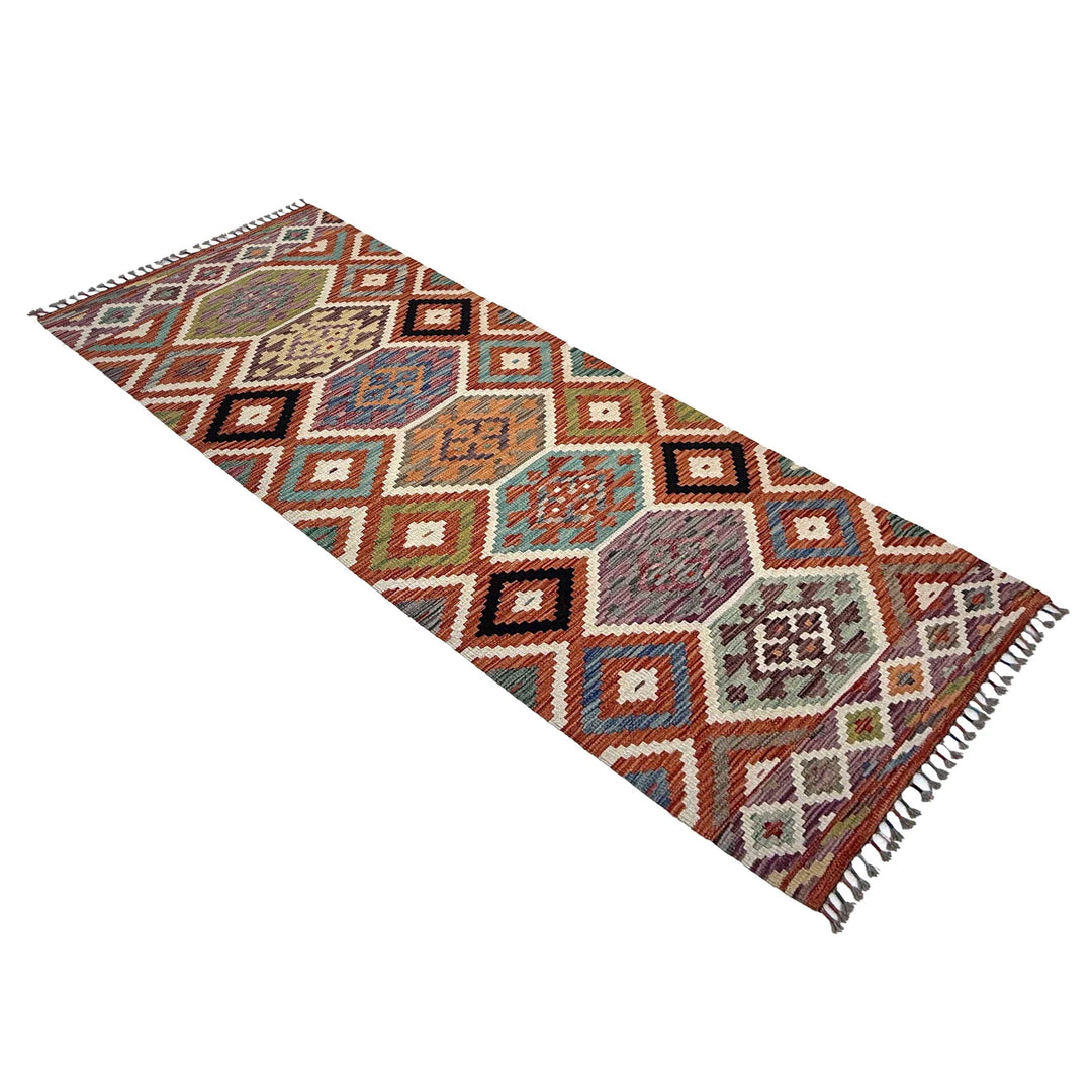 Afghan Vegetable Kilim Rug 2' 10" x 8' 1" Flat-Weave | No. AL43985