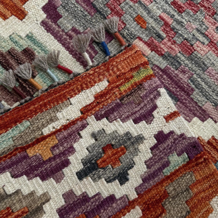 Afghan Vegetable Kilim Rug 2' 10" x 8' 1" Flat-Weave | No. AL43985