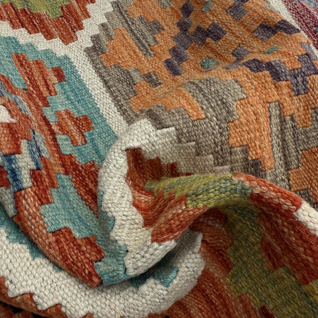 Afghan Vegetable Kilim Rug 2' 10" x 8' 1" Flat-Weave | No. AL43985