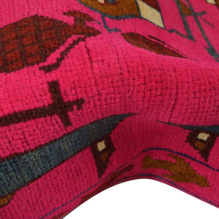 Pink Afghan War Rug 2' 7" x 4' 0" Hand-Knotted | No. AL44002