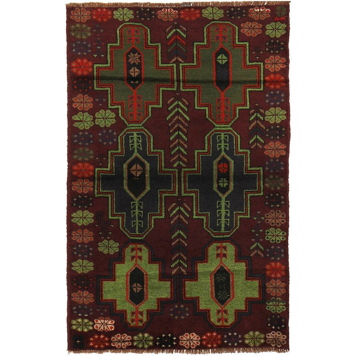 Afghan Baluchi Rug 4' 0" x 6' 5" Hand-Knotted | No. AL44003