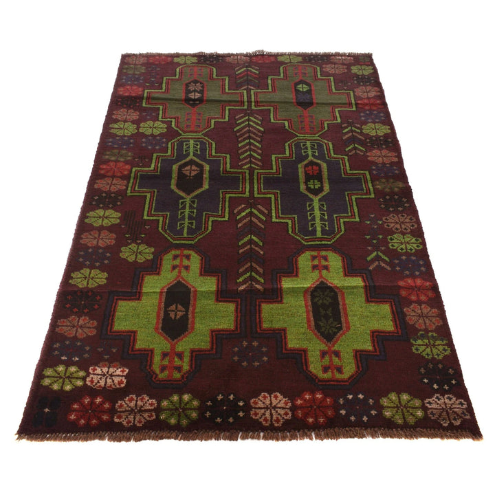 Afghan Baluchi Rug 4' 0" x 6' 5" Hand-Knotted | No. AL44003