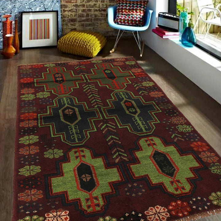 Afghan Baluchi Rug 4' 0" x 6' 5" Hand-Knotted | No. AL44003
