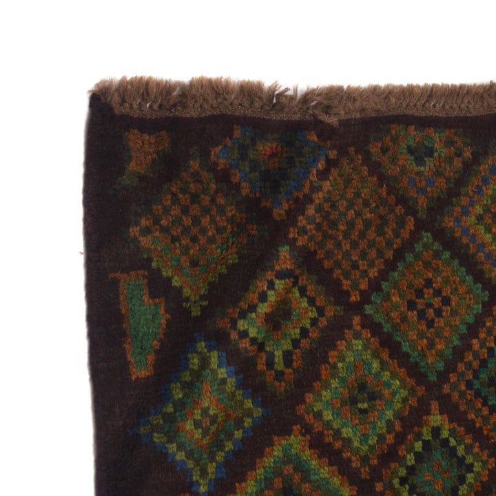 Brown Afghan Baluchi Rug 2' 9" x 9' 9" Hand-Knotted | No. AL44044