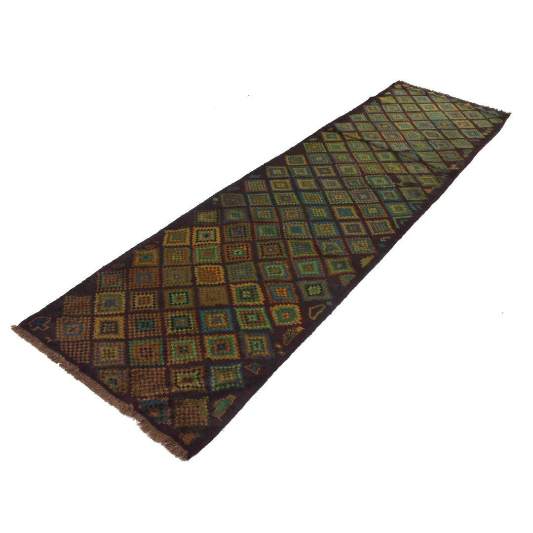 Brown Afghan Baluchi Rug 2' 9" x 9' 9" Hand-Knotted | No. AL44044