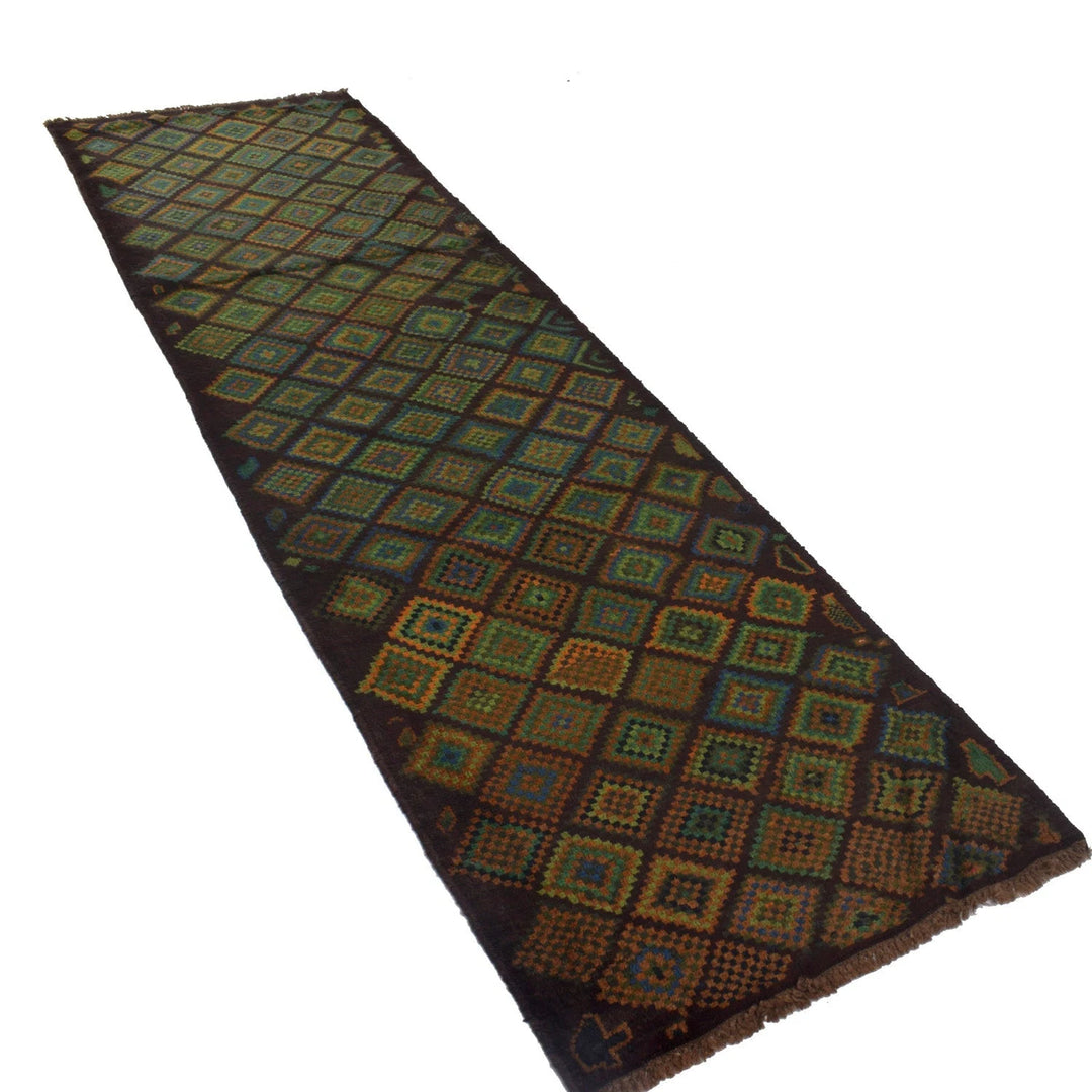 Brown Afghan Baluchi Rug 2' 9" x 9' 9" Hand-Knotted | No. AL44044