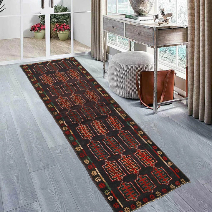 Afghan Baluchi Rug 2' 4" x 7' 12" Hand-Knotted | No. AL44081