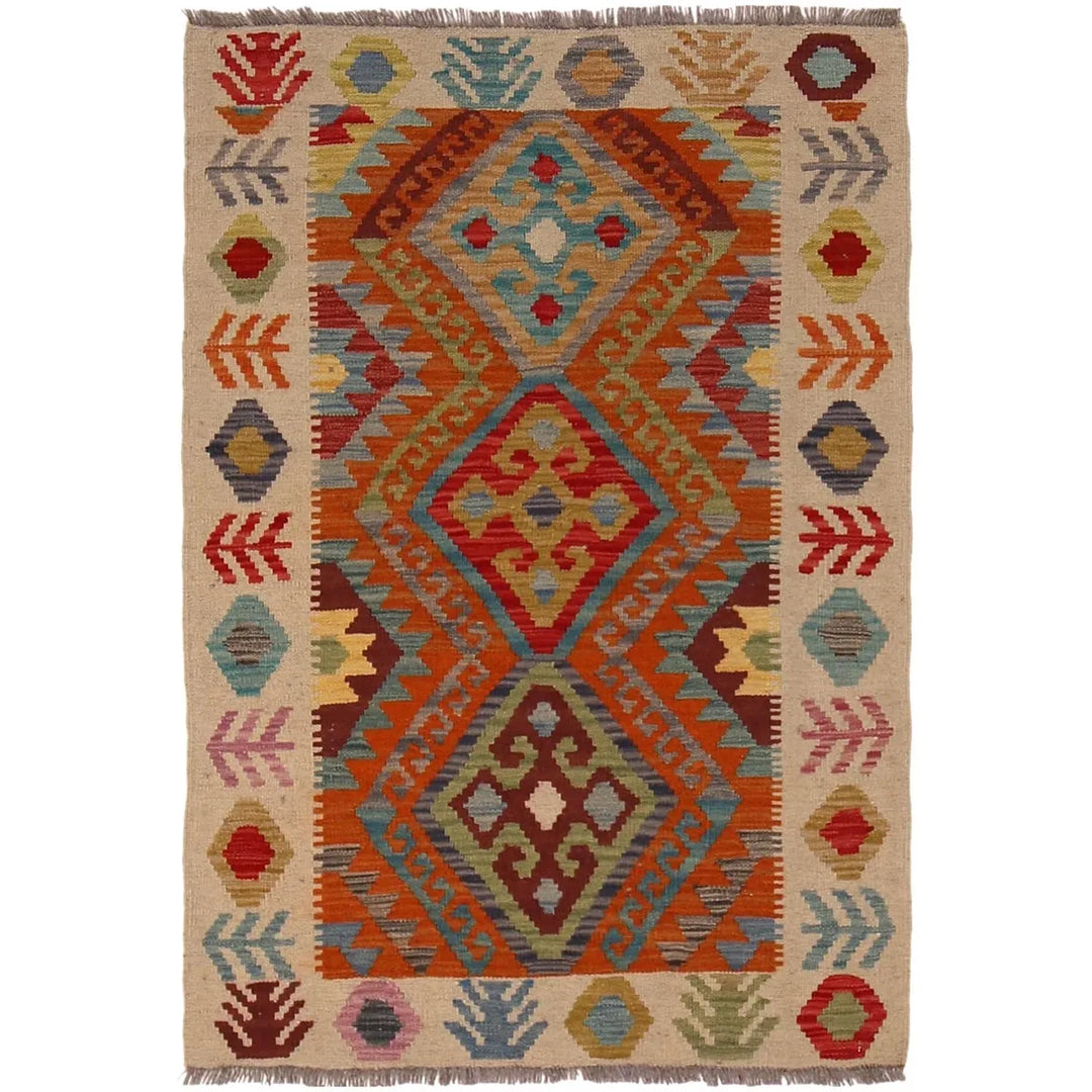 Afghan Kilim Rug 2' 8" x 3' 11" Flat-Weave | No. AL44145
