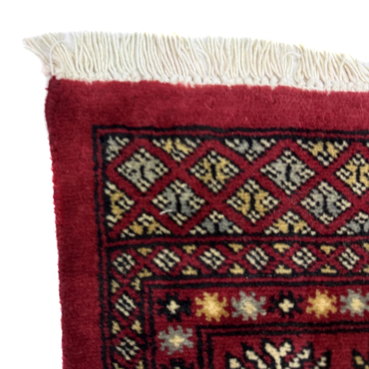 Vibrant Red Pakistani Bokhara Rug 4'1" x 5'10" Hand-Knotted | No. AL441729