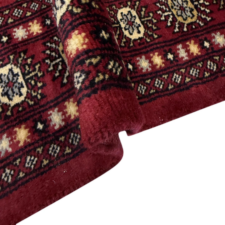 Vibrant Red Pakistani Bokhara Rug 4'1" x 5'10" Hand-Knotted | No. AL441729