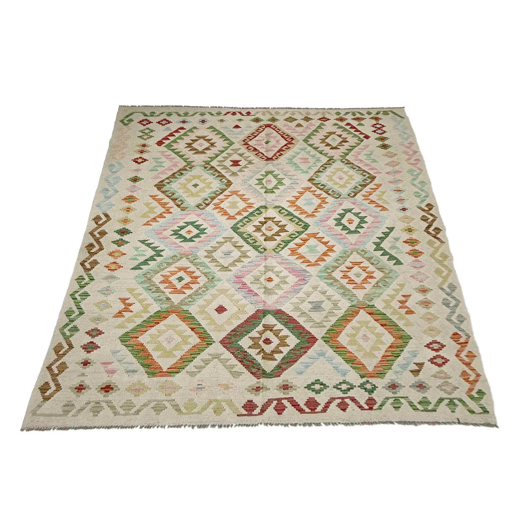 Afghan Vegetable Kilim Rug 5'9" x 7'9" Flat-Weave | No. AL441732