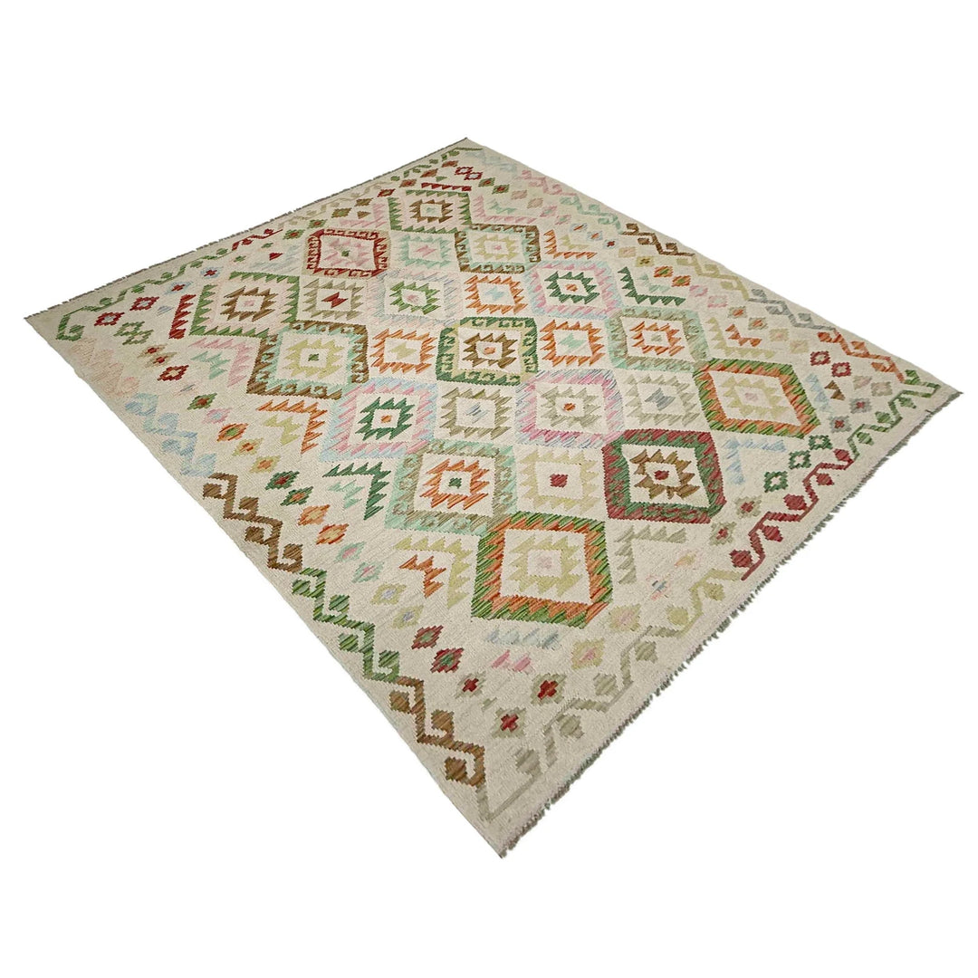 Afghan Vegetable Kilim Rug 5'9" x 7'9" Flat-Weave | No. AL441732